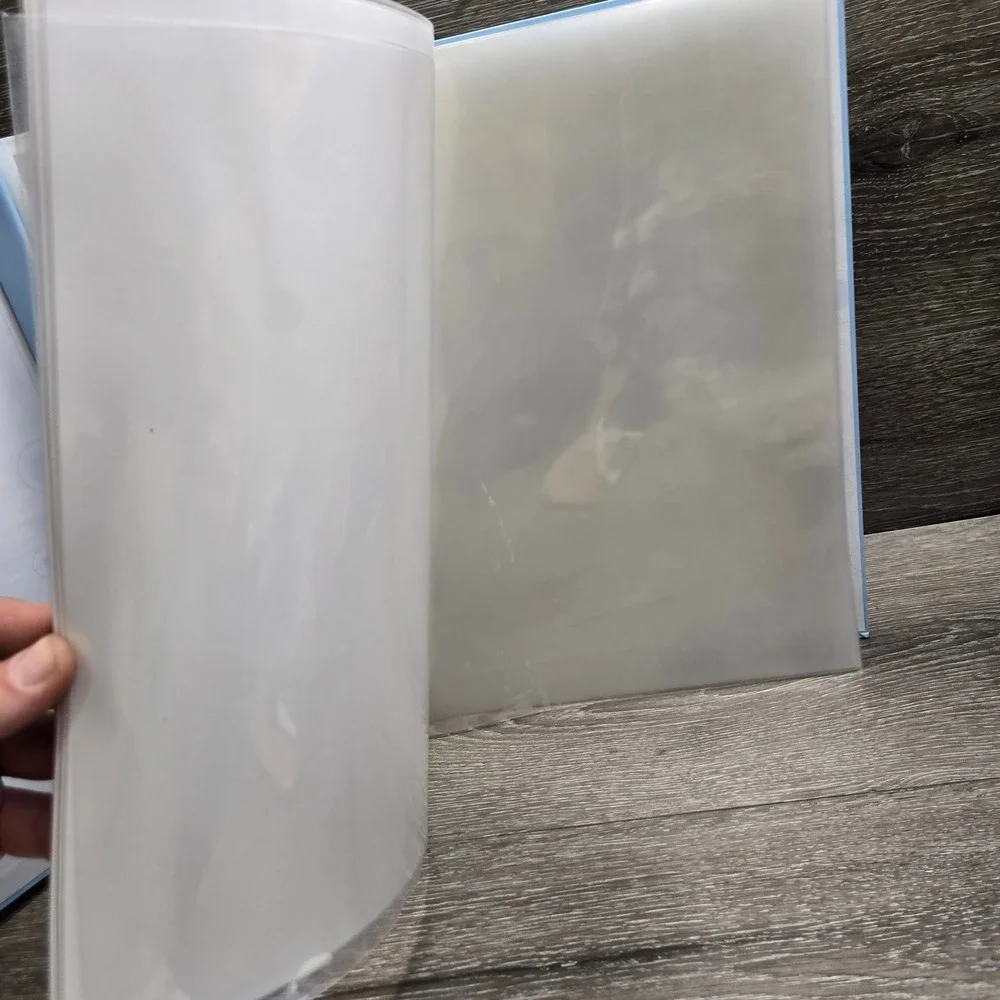 Light Blue Photo Album Scrapbook Memory Hardcover Clear 13x14 Heavy Duty Vintage